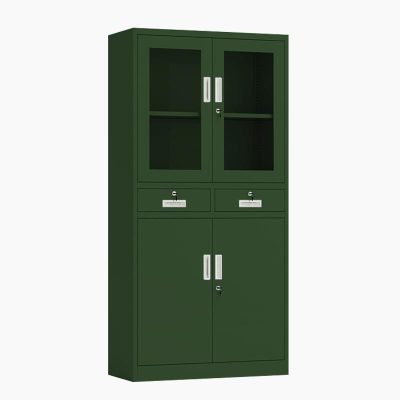 鑫升顺绿色铁皮文件柜办公室档案柜资料柜财务凭证柜钢制办公柜加厚二斗器