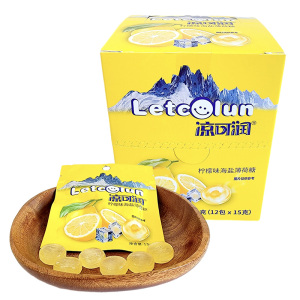 百诺凉可润柠檬味海盐薄荷糖180g盒装休闲零食品内含小袋装便携