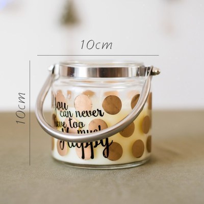 家柏饰(CORATED)香薰蜡烛装饰摆件 杯蜡罐蜡大豆蜡蜂蜡 风灯蜡(香槟波点)亚麻香