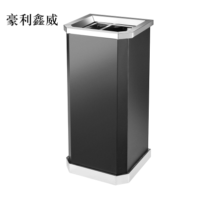 豪利鑫威不锈钢垃圾桶烟蒂柱灭烟桶带烟灰缸室外电梯口立式黑色靠墙氏上开口