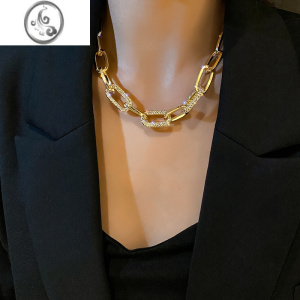 JiMi欧美金属粗链条项链2022年新款女网红轻奢锁骨链女颈链个性毛衣链