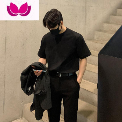 七斓美式潮牌t恤男高级感宽松短袖纯色内搭叠穿打底衫白体恤