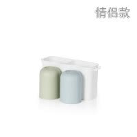 日式牙刷架吸壁式洗漱杯子牙膏盒刷牙杯套装牙具漱口杯壁挂架 三维工匠 白色三口