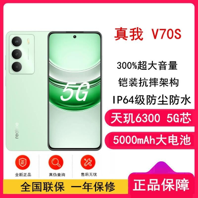 [全新]真我V70s 苍山绿 8GB+256GB 天玑6300 5G 5000毫安大毫安 5G机