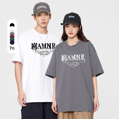 夏季新款短袖T恤情侣印花字母休闲百搭青少年宽松套头圆领体恤男_934