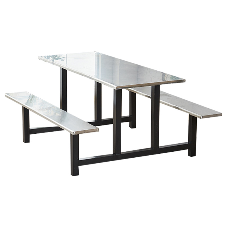 东升顺学校食堂不锈钢餐桌椅4人6人8人位员工饭堂连体快餐桌椅组合6人位(黑色支架款)