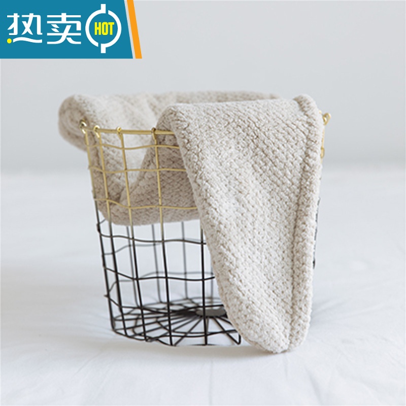 敬平干发帽女可爱韩国吸水速干加厚包头巾干发巾沐浴帽擦头发器 米灰色(双层)