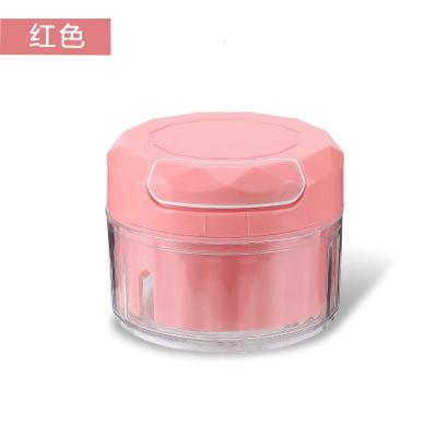 拉蒜搅蒜器家用蒜泥器迷你蒜蓉机切蒜手动多功能蒜泥摆摊货源 敬平 新款粉红拉蒜器304精钢刀头研磨碗(碎物器)