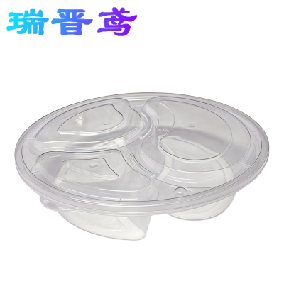 瑞晋鸢 一次性餐盒分格餐盒三格四格五格圆盒透明整箱长方形