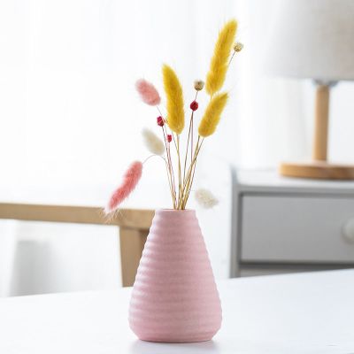 敬平北欧ins小清新花瓶干花插花套装家居客厅电视柜桌面装饰陶瓷摆件小莫迪01粉-+如图干花