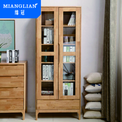 绵冠MIANGUNA实木书柜书橱书架文件柜两门书柜置物柜展示柜书房家具