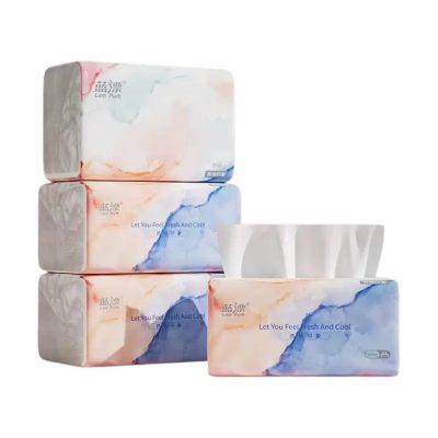蓝漂Lampure 四层竹浆软包抽纸 75抽*4包 中幅无香型 国产健康有印花