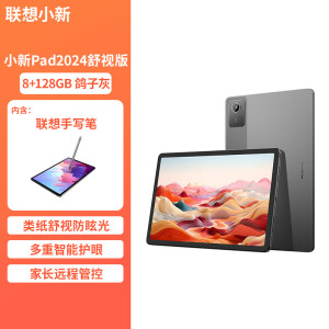 联想小新Pad 2024 舒视版 11英寸柔光类纸 防眩光护眼屏学习办公 娱乐影音 平板电脑 8+128WIFI鸽子灰+手写笔