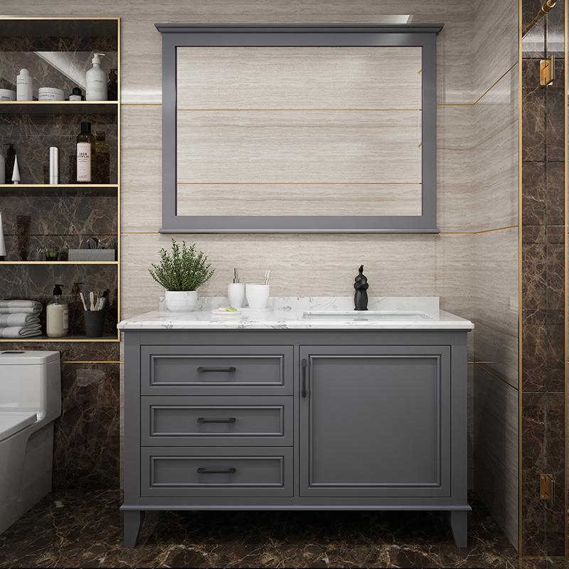 卫浴简约美式橡木浴室柜组合落地洗脸盆池洗手台洗漱台卫生间