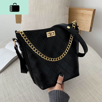 高级感香奶奶小包包女2020新款潮洋气水桶包网红小黑包质感斜挎包NEW LAKE 黑色女士单肩包