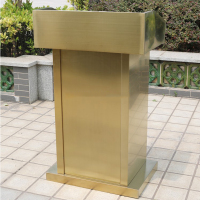 域赢 户外物业接待台迎宾登记台餐厅不锈钢演讲台 方正钛金 拆装