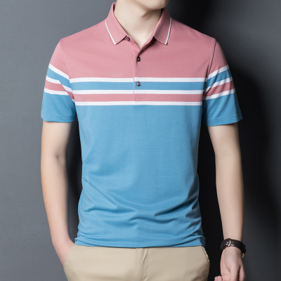 梵诗町男装夏季POLO衫短袖商务休闲翻领时尚印花修身st上衣703