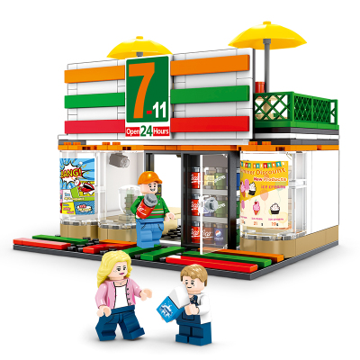 汇奇宝迷你街景积木兼容樂高小颗粒男女孩子拼装儿童益智玩具塑料6-14岁街景系列-便利店320颗粒-