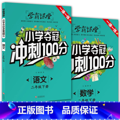 [套装2册]小学夺冠冲刺100分 语文+数学 二年级下 [正版]学霸课堂 小学夺冠冲刺100分 语文数学 二年级下册 一