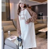 [1.5折价93元]唐狮春季连衣裙女韩版小众连帽拼接长袖连衣裙休闲运动风