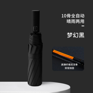 红叶全自动10骨双龙骨雨伞双人抗风商务伞黑胶防晒晴雨两用伞D2775