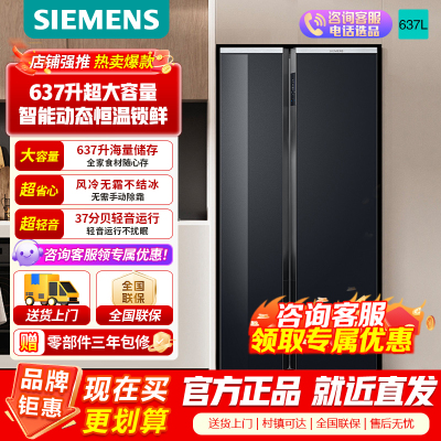 [官方正品]西门子(SIEMENS)637升大容量智感eNose精控恒鲜对开门冰箱 KA99VA450C以旧换新