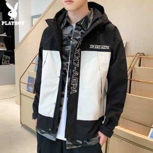 花花公子2019新款春秋男士工装外套潮牌ins韩版常规休闲夹克男装