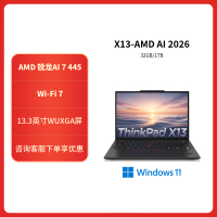 ThinkPad X13 0RCD 锐龙版 超便携商旅本 AMD 定制 锐龙AI7-445 32GB 2TB SSD 13.3英寸 Windows 11