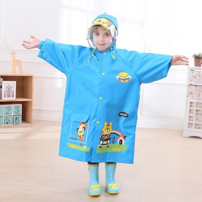 珂卡慕(KEKAMU)小战士儿童雨衣女双帽檐防护可爱宝宝小学生雨披面罩防水加厚女孩中小童防冷玩水