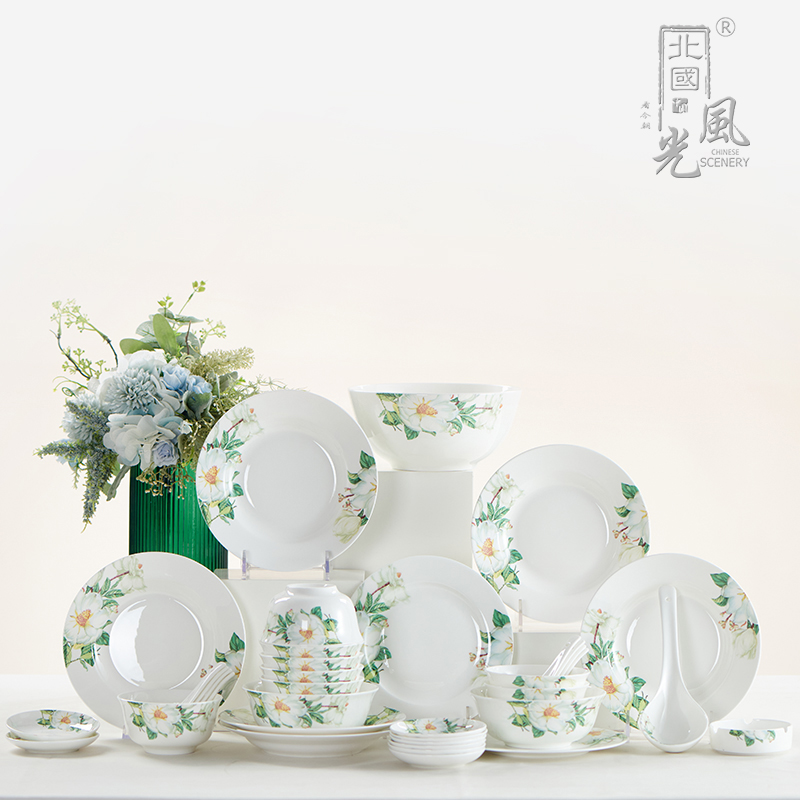 北国风光 骨瓷37头餐具 TS-0037木棉花 套