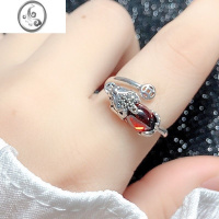 JiMi逢赌必赢打麻将赢钱器 随身貔貅戒指女S925银开口皮丘尾戒