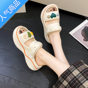 SUNTEK洞洞鞋女夏季外穿2023新款露趾厚底踩屎感海边沙滩凉拖鞋网红