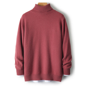 秋冬100羊毛衫男高翻领加厚毛衣宽松休闲青年针织打底套头衫大码