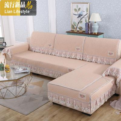 沙发垫四季通用型布艺坐垫简约防滑沙发罩沙发套全包萬能套 三维工匠 香槟 1+2+2人三片装