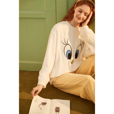 [3件8.5折110.4元,叠加优惠券]唐狮秋季新款兔八哥联名款睡衣女卡通可爱加绒加厚家居服