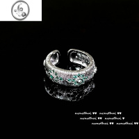 JiMi拉丝风格 镀金镂空镶嵌锆石宫廷复古开口戒指