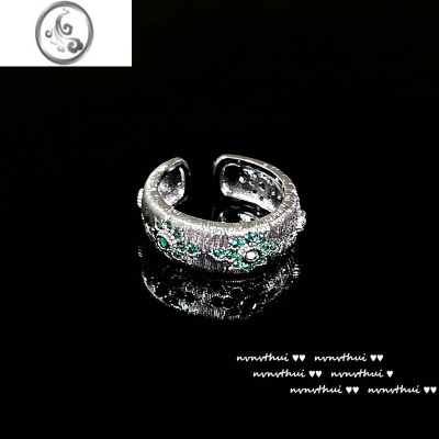 JiMi拉丝风格 镀金镂空镶嵌锆石宫廷复古开口戒指