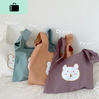 夏季2020新款韩版超火可爱小熊印花手提包女学生百搭帆布手腕袋子NEW LAKE