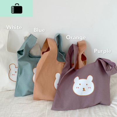 夏季2020新款韩版超火可爱小熊印花手提包女学生百搭帆布手腕袋子NEW LAKE