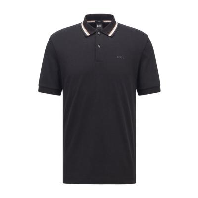 Hugo boss经典百搭短袖POLO衫 平直下摆时尚休闲上衣 徽标细节条纹设计男装