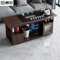戴劲移动茶台家用竹木小茶桌烧水壶一体简约现代功夫茶几120长乌金石全自动+孔雀茶具