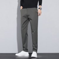 秋季新款裤子男修身微弹纯色中腰百搭日常基础款男士轻商务休闲裤