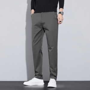 秋季新款裤子男修身微弹纯色中腰百搭日常基础款男士轻商务休闲裤