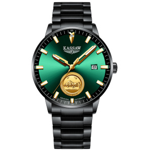 卡梭(KASSAW)手表男自动机械表高颜值牛气冲天防水时尚商务24K金商务男表K228G