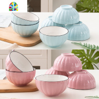 陶瓷碗套装日式釉下彩家用米饭碗吃饭碗10只装纯色简约个性汤碗 FENGHOU 4.5英寸芝士碗粉色10个装