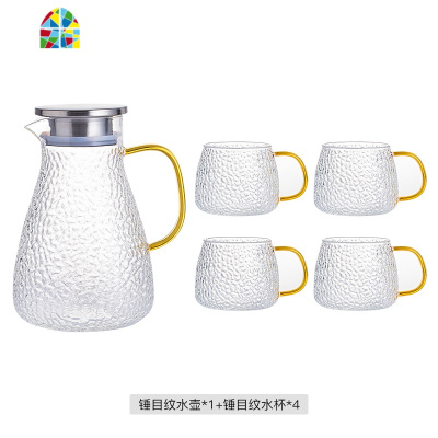 北欧冷水壶家用玻璃凉水壶防爆可高温凉白开水壶凉水杯子套装扎壶 FENGHOU 1壶6杯套装