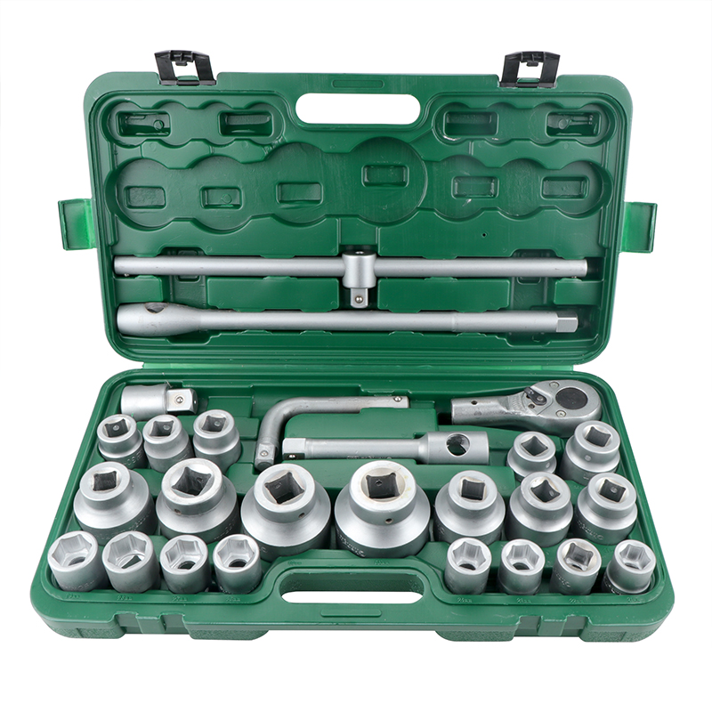 长鹿工具 26件19.25mm系列塑盒雾面重型套筒组套(弯杆) 1套