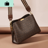 大容量包包女包2020新款韩版时尚宽带水桶包简约百搭单肩斜挎包潮NEW LAKE 咖啡色女斜挎包