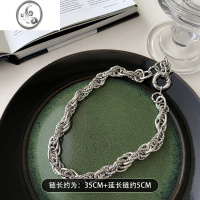 JiMi85度灰夸张欧美风粗链条金属项链女潮小众设计感锁骨链嘻哈脖颈链
