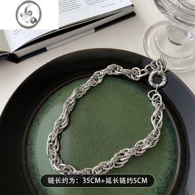 JiMi85度灰夸张欧美风粗链条金属项链女潮小众设计感锁骨链嘻哈脖颈链